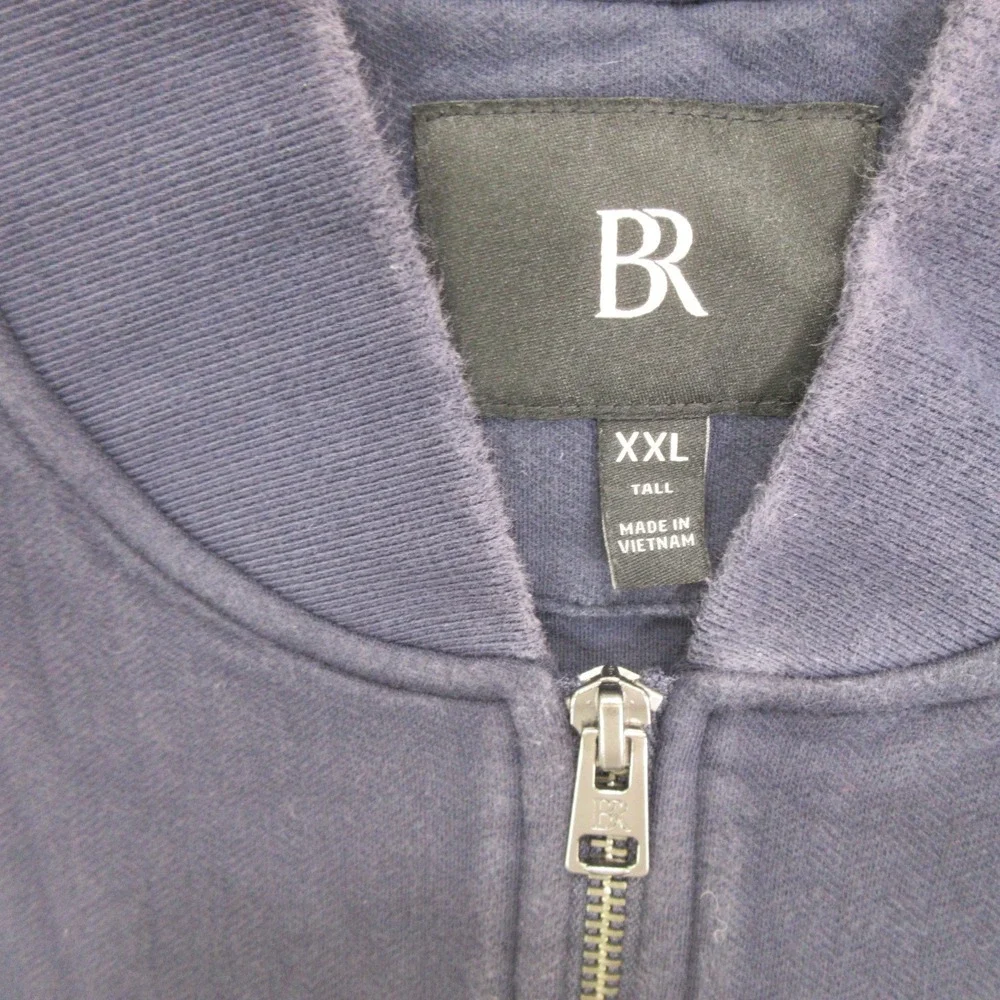 Banana Republic Men Jacket XXL Tall Blue Herringbone Full Zip Bomber